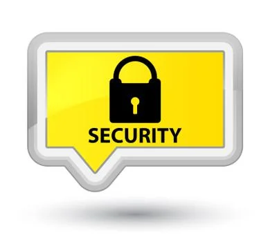 Security (padlock icon) prime yellow banner button Stock Illustration