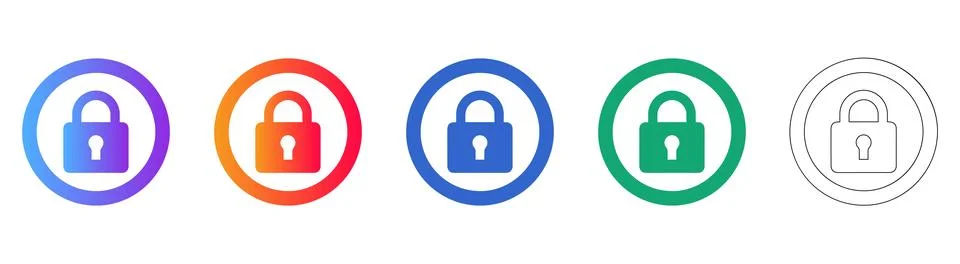 Security Padlock Icon Set for Data Protection Stock Illustration
