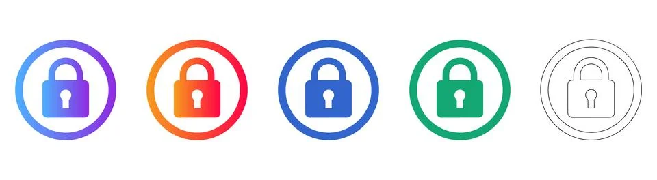 Security Padlock Icon Set for Data Protection Illustrazione stock