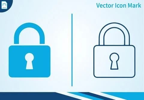 Security padlock icon set with filled and outline versions. Stock Illustration