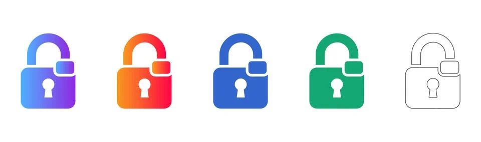 Security Padlock Icon Set Stock Illustration