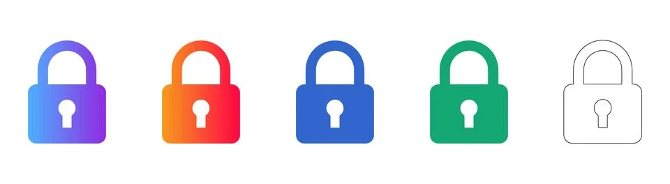 Security Padlock Icon Set Stock Illustration