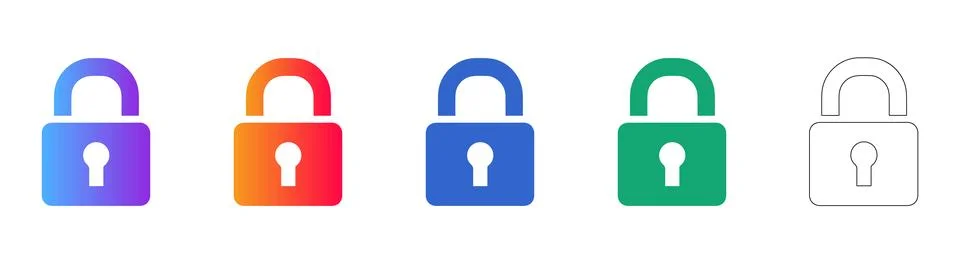Security Padlock Icon Set Stock Illustration