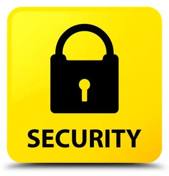 Security (padlock icon) yellow square button Stock Illustration