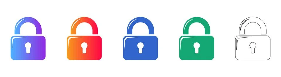 Security Padlock Icons Set Stock Illustration