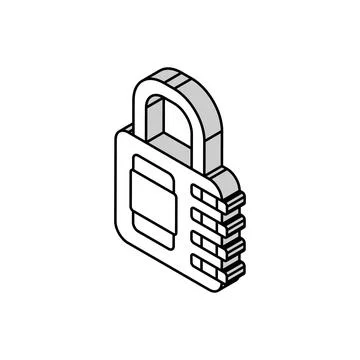 Security padlock isometric icon vector illustration Illustrazione stock