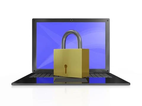 Security Padlock on Laptop Computer 스톡 일러스트