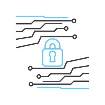 Security padlock line icon, outline symbol, vector illustration, concept sign Stock Illustration