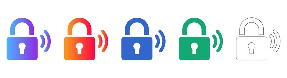 Security Padlock Notification Icons Stock Illustration