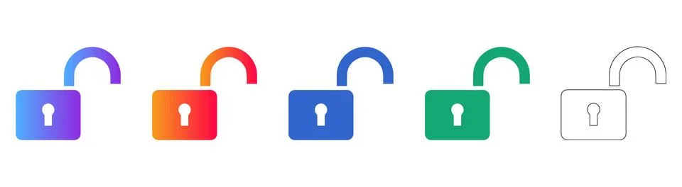 Security Padlock Open Unlocked Access Icons Stock Illustration