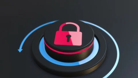 Security padlock symbol on button animation Stock Footage 103664693