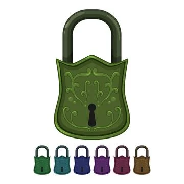 Security padlock vintage cartoon vector graphic Stock Illustration