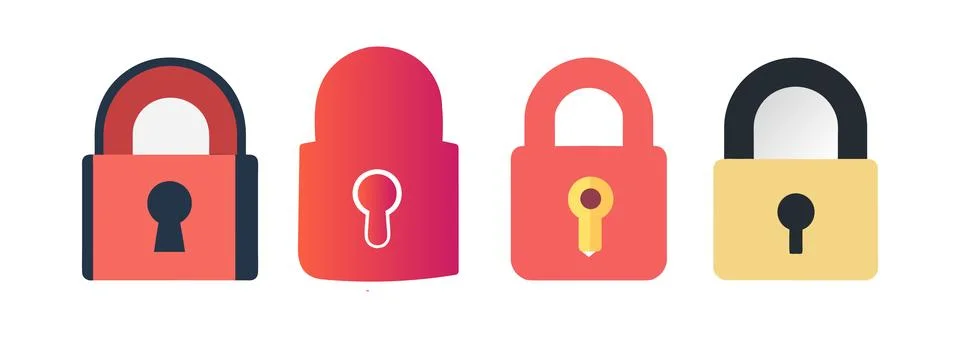 Security Padlocks Icons Illustration