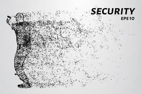 Security from the particles. Security guard fires his gun. Vector illustratio Stock Illustration