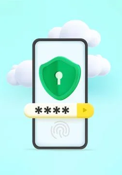 Security password entering concept. 3d style vector illustration Stock Illustration