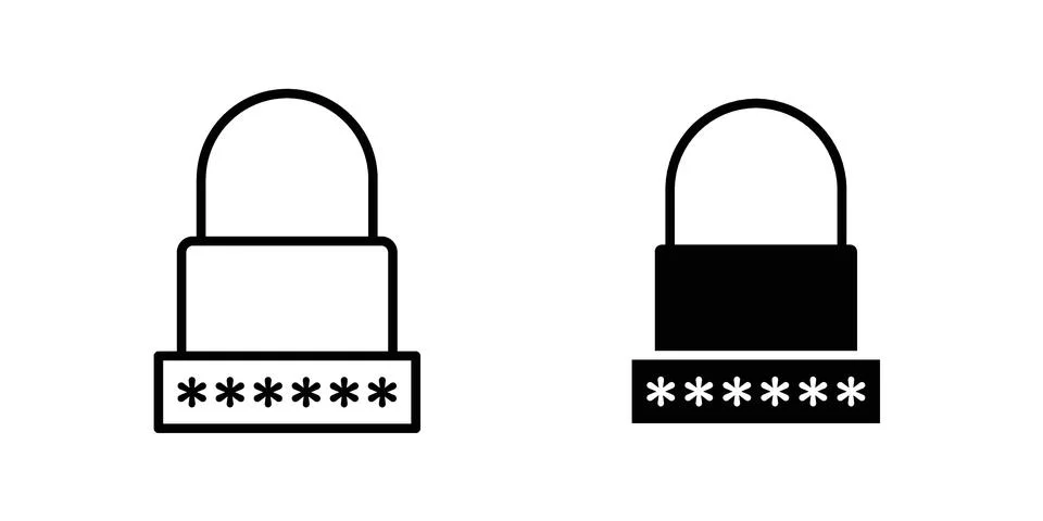 Security password icon vector concepts, line and silhouette style Stock Illustration