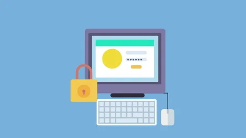 Security Password Login Technology, Data Protection 2d with Alpha Matte Stock Footage 336161446