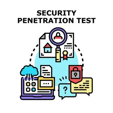 Security penetration testing computer system vulnerability assessment Stock Illustration