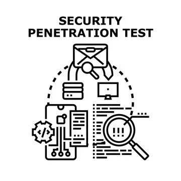 Security penetration testing digital system vulnerability check 库存插图