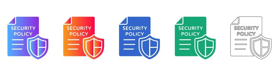 Security Policy Document Icons Set Stock Illustration