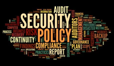 Security policy in word tag cloud Illustrazione stock