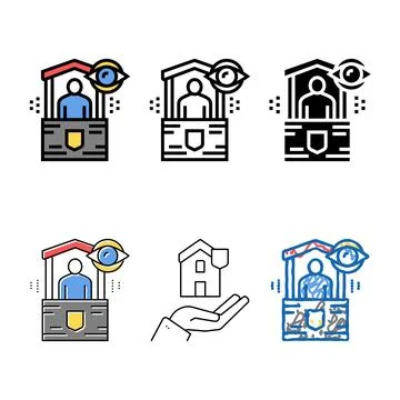 Security post color icon vector variety isolated 스톡 일러스트