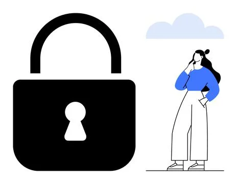 Security, privacy, digital protection, data encryption, cybersecurity, busine Stock Illustration