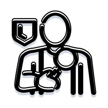 Security professional providing protection line art illustration 스톡 일러스트
