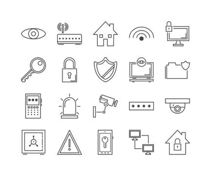 Security, protect and technology icons Stockillustratie