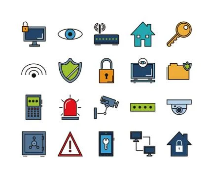 Security, protect and technology icons イラスト素材
