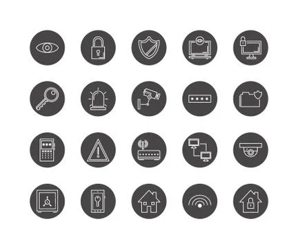 Security, protect and technology icons Stockillustratie