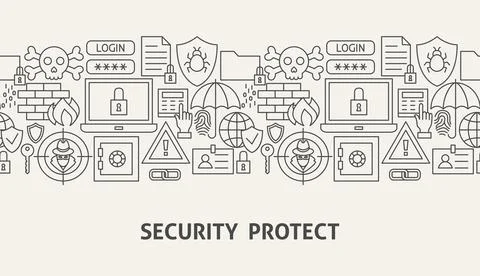 Security Protect Banner Concept Stock Illustration