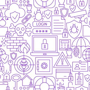 Security Protect Line Seamless Pattern 스톡 일러스트