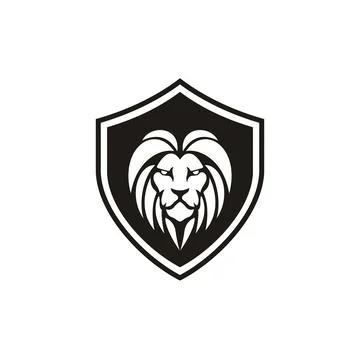 Security Protect Shield with Lion face logo design Stock Illustration