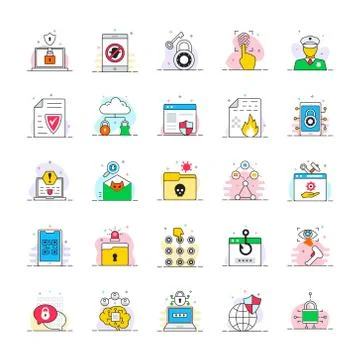 Security Protection Icons Set Stock Illustration