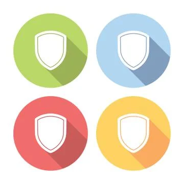 Security Protection Shield Flat Icons Set Stock Illustration
