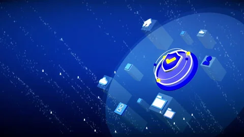 Security Protection Systems Connect in a 3D animation Stock Footage 239041110