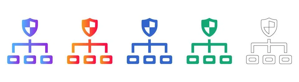 Security Protocol Hierarchy Icon Set Stock Illustration