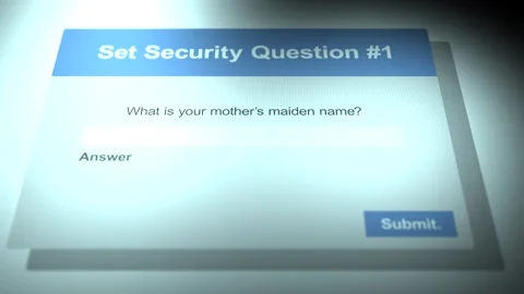 A Security Question for Online Account Asking Mother's Maiden Name Stock Footage 331872439