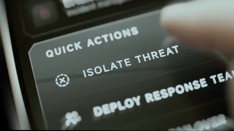Security quick actions panel emphasizes isolate threat Stock Footage 343364576
