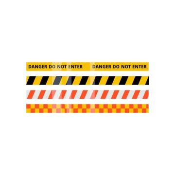 Security red, yellow, white, black stripe set isolated on white background Stock Illustration