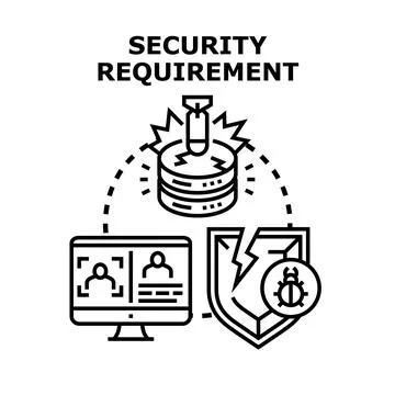 Security requirement problem with data protection and cyber attack concept Stock Illustration