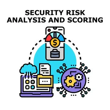 Security risk analysis scoring process evaluating data Stock Illustration