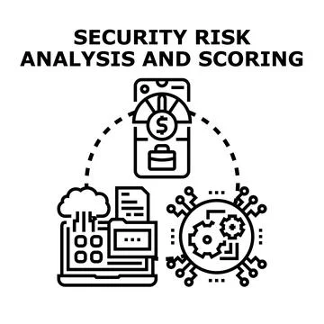 Security risk analysis scoring process evaluating data Stock Illustration