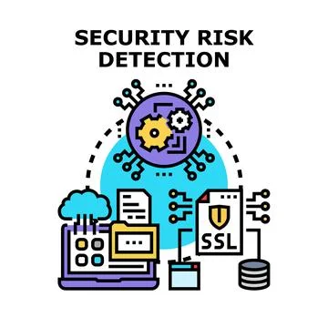 Security risk detection system protecting digital data from cyber attack Stock Illustration