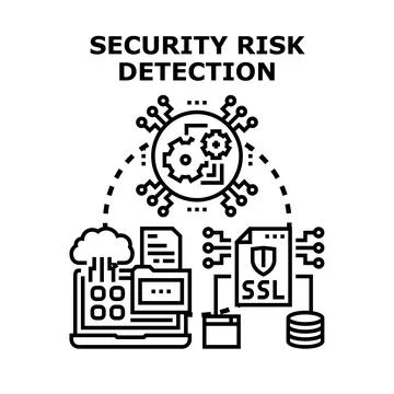 Security risk detection system protecting digital data from cyber attack Stock Illustration
