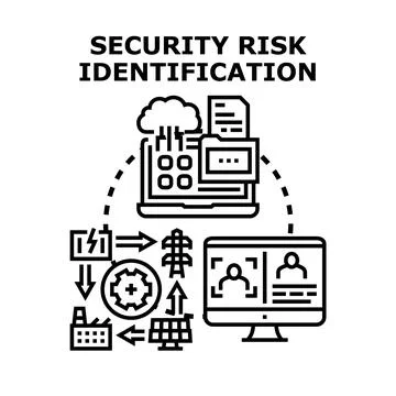Security risk identification process and data protection operations イラスト素材