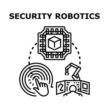 Security robotics concept illustrating automated defense technologies Stock Illustration