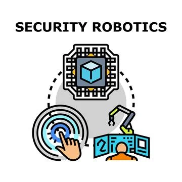 Security robotics concept illustrating automated defense technologies Stock Illustration