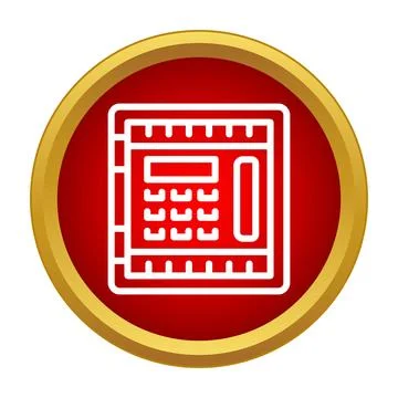 Security safe access panel icon on round red background Stock Illustration